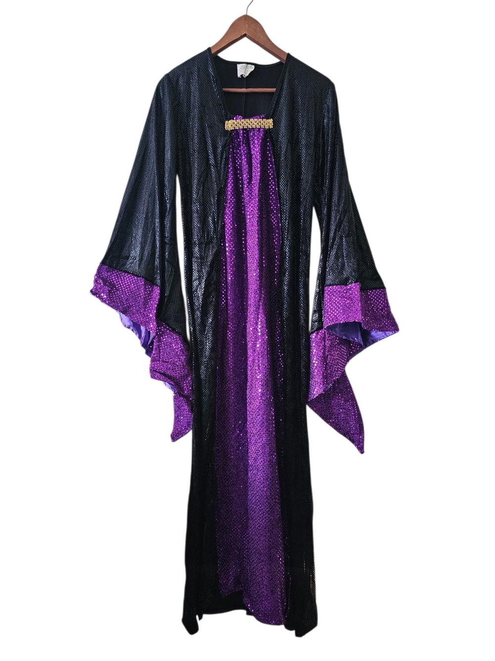 Black Purple Sequined Halloween Costume Dress Robe